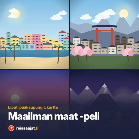 Maailman maat -peli: liput, pääkaupungit, kartta ja nähtävyydet